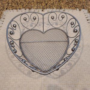 HEART Shaped 9" inch Silver Metal Bread Roll Biscuit BASKET